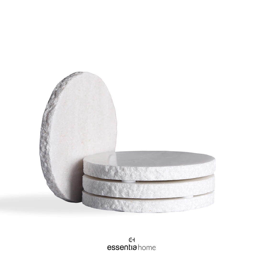 Coaster 10cm White Marbliss – Set of 4