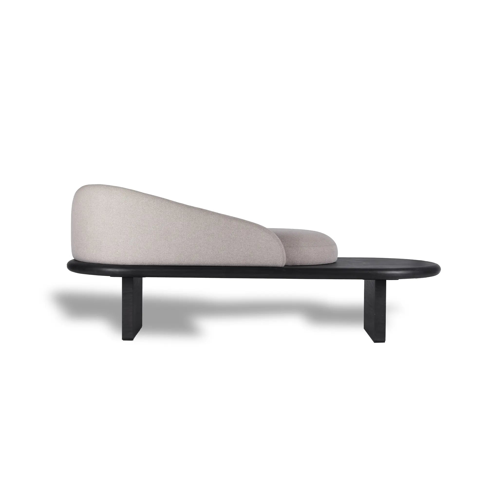 Sohocut Upholstered Ottoman with Matt Oak Base