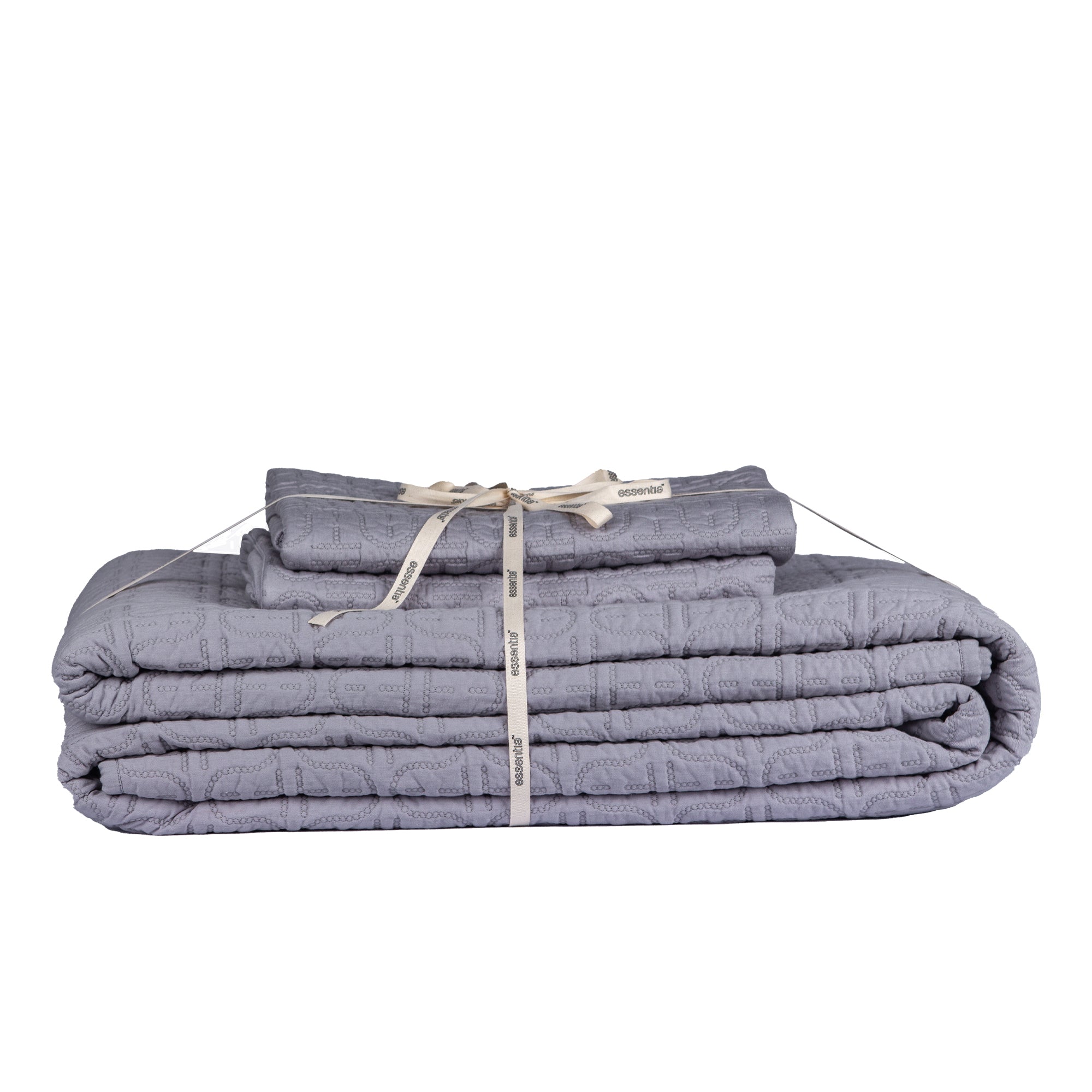 Cotton Quilted Bedding Set – Grey