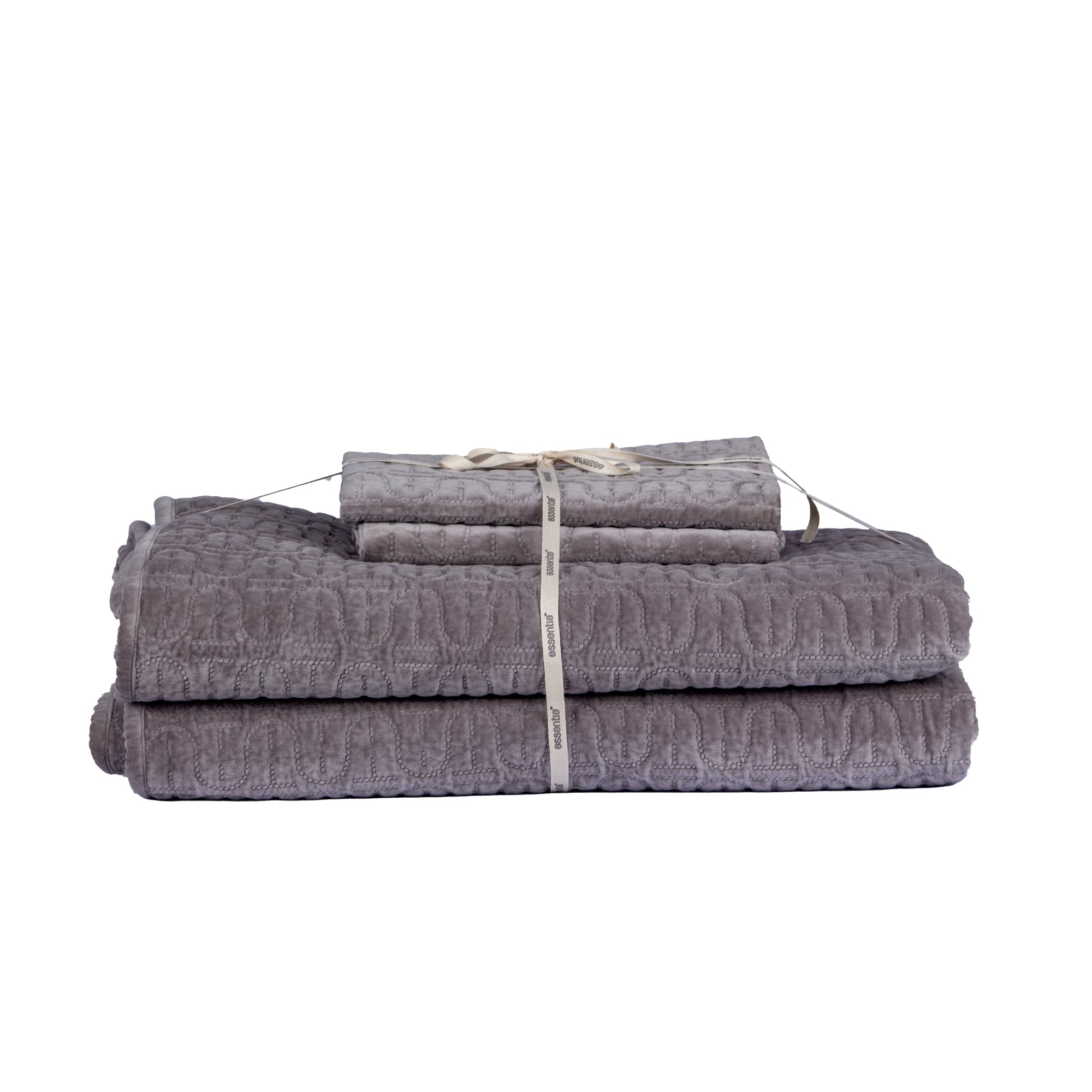 Cotton Quilted Bedding Set Dark Grey