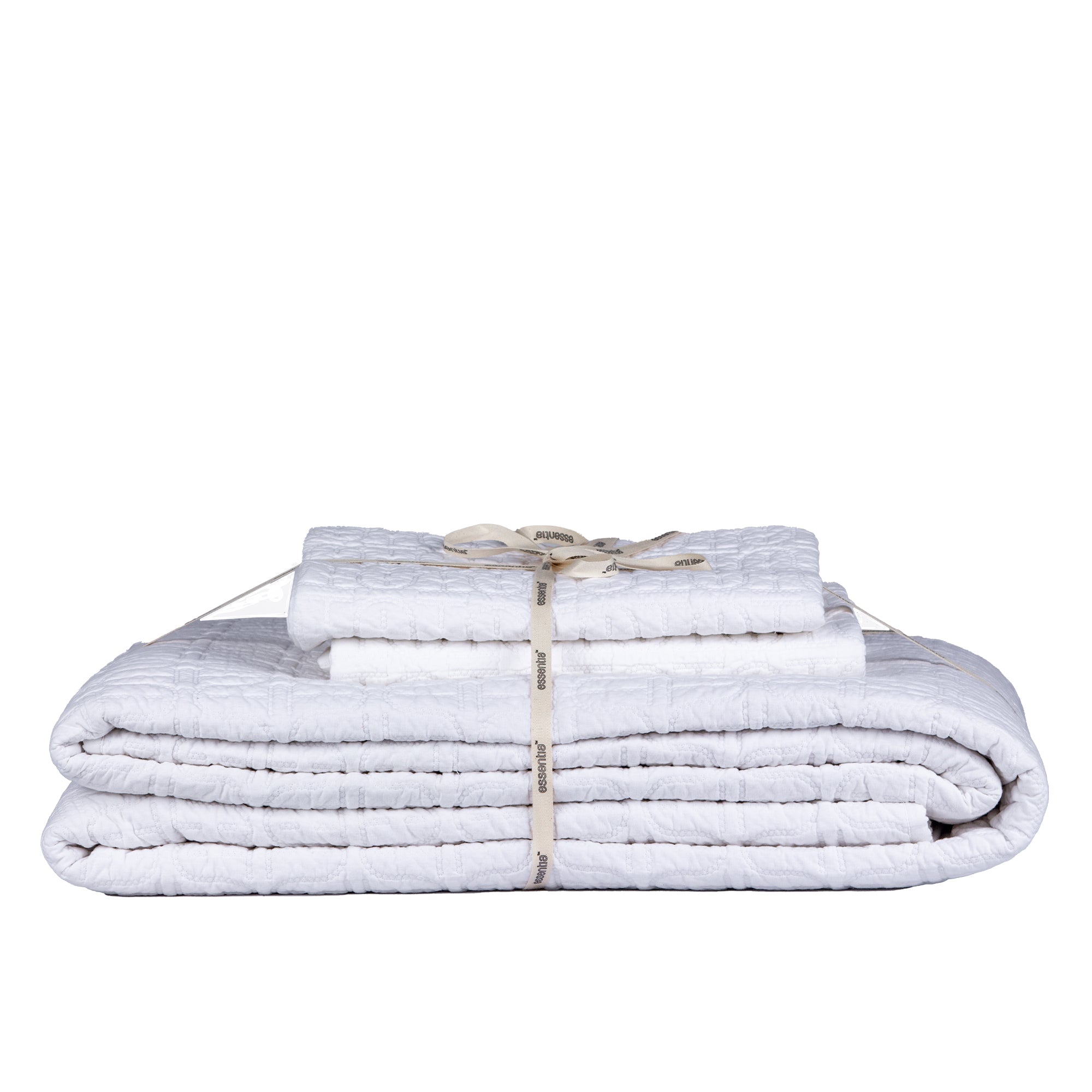 Cotton Quilted Bedding Set Off White