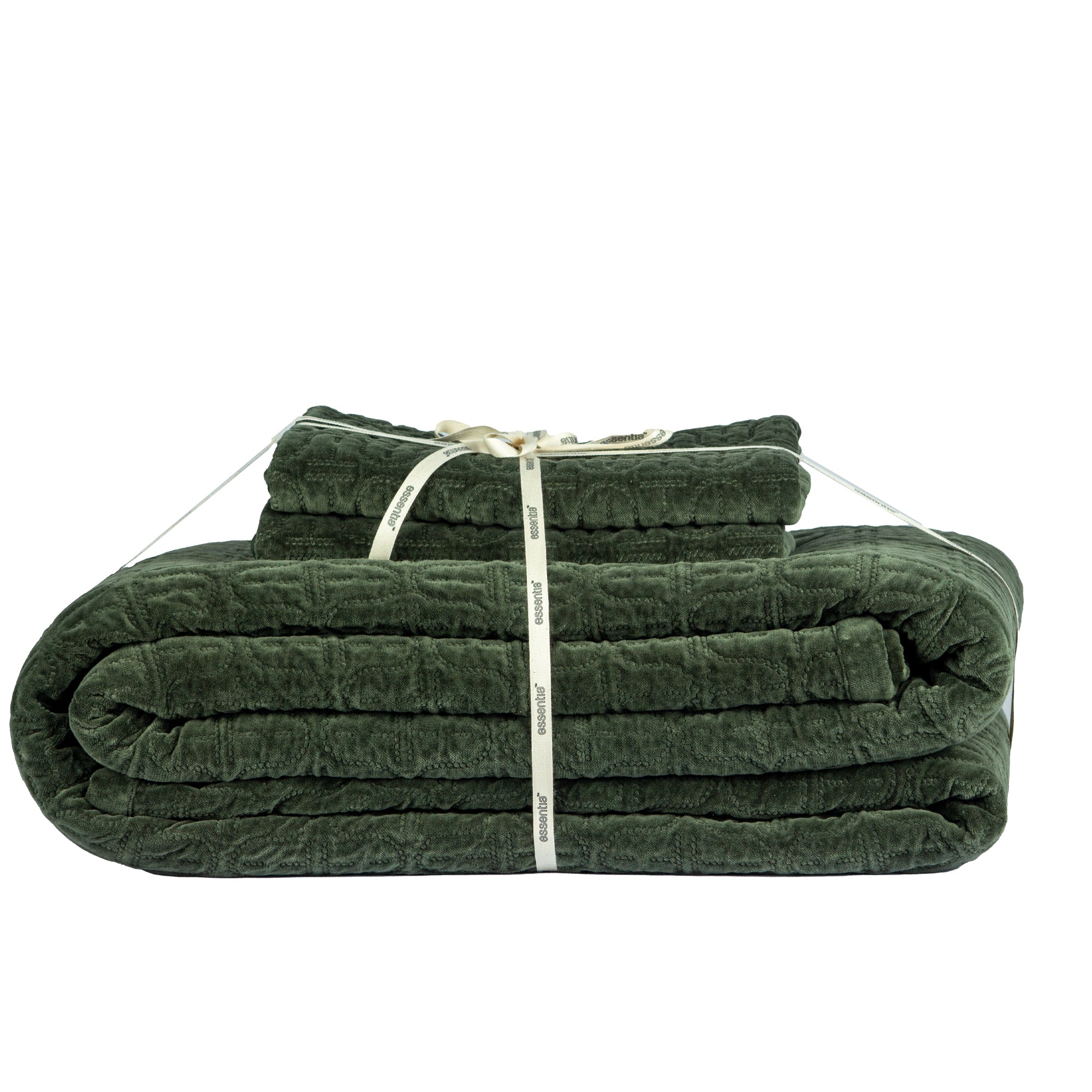 Cotton Quilted Bedding Set Olive Green