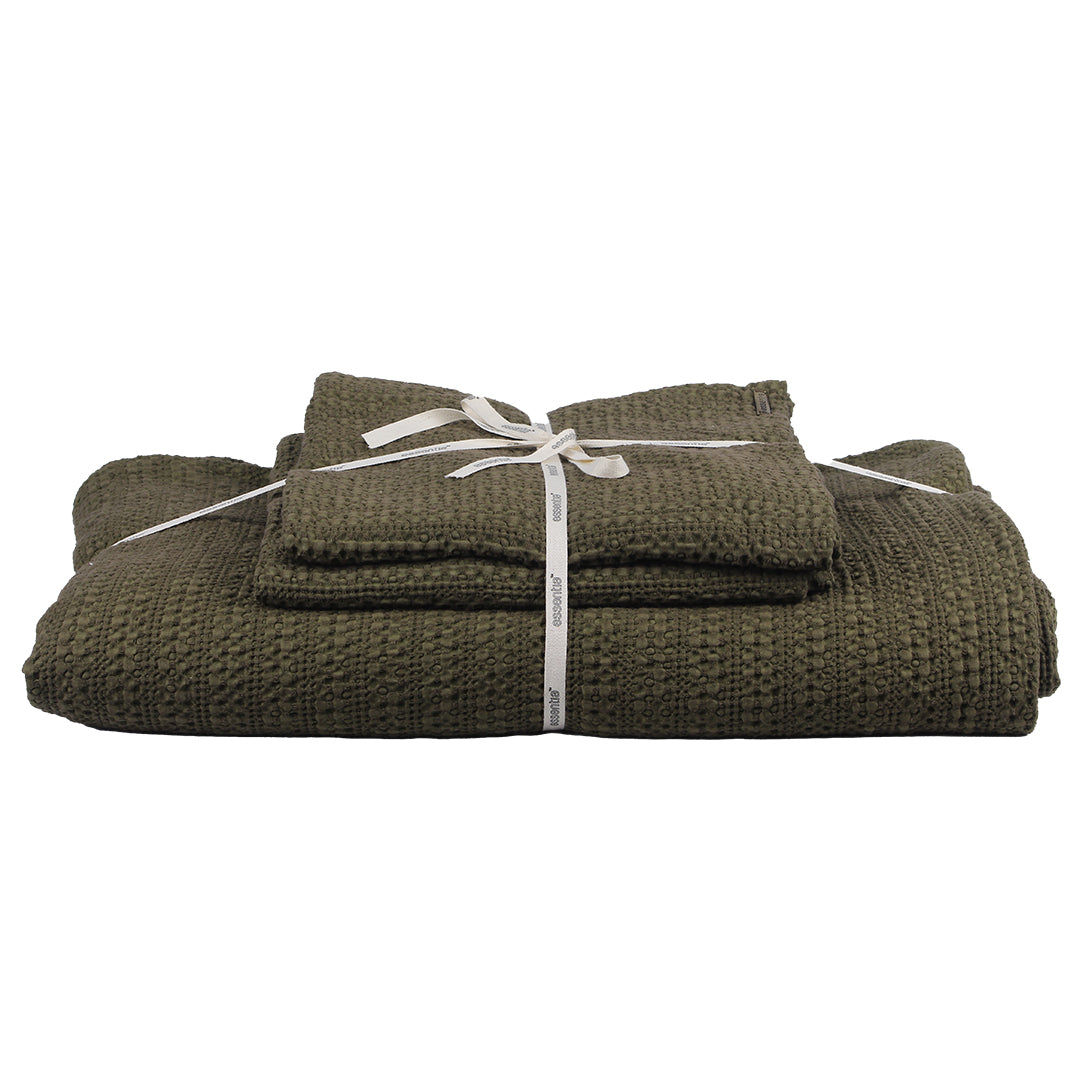 Olive Waffle Bed Spread And 2 Euro Sham