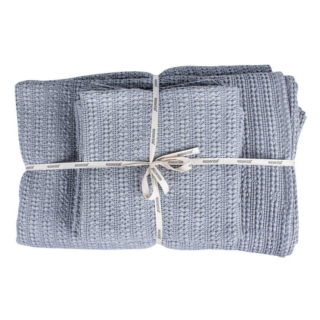 Steel Grey Waffle Bedspread and 2 Euro Shams