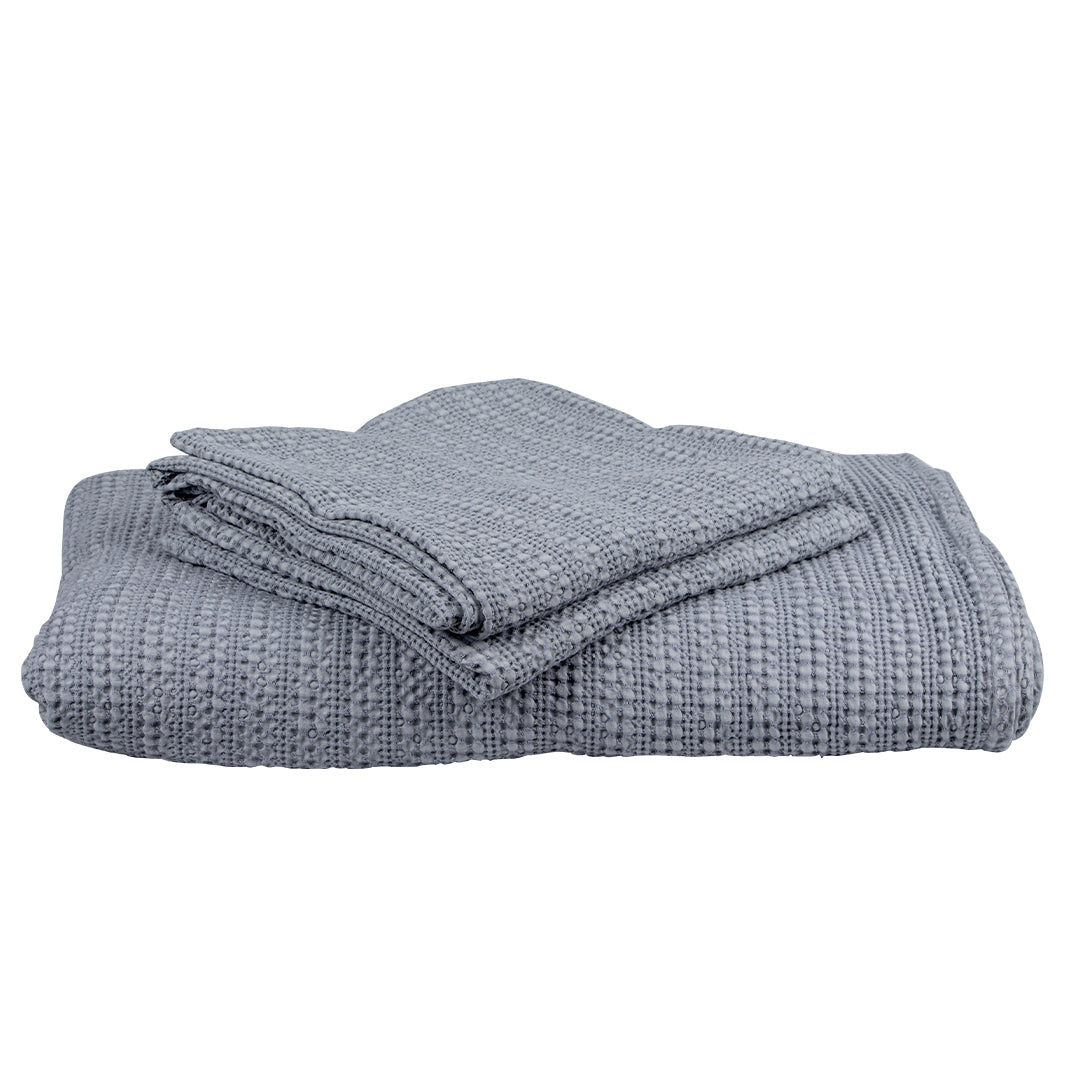 Steel Grey Waffle Bedspread and 2 Euro Shams
