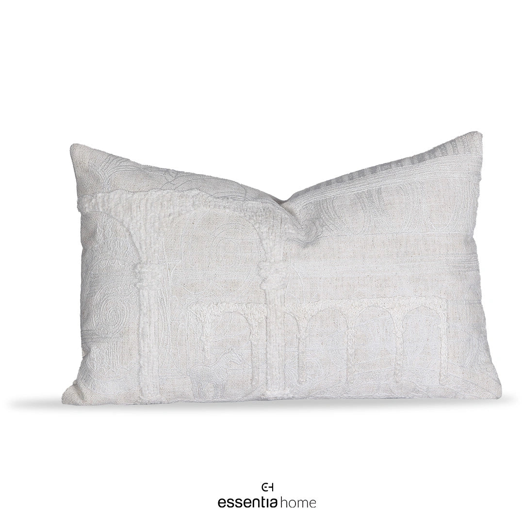 Mughal Arches white linen fabric