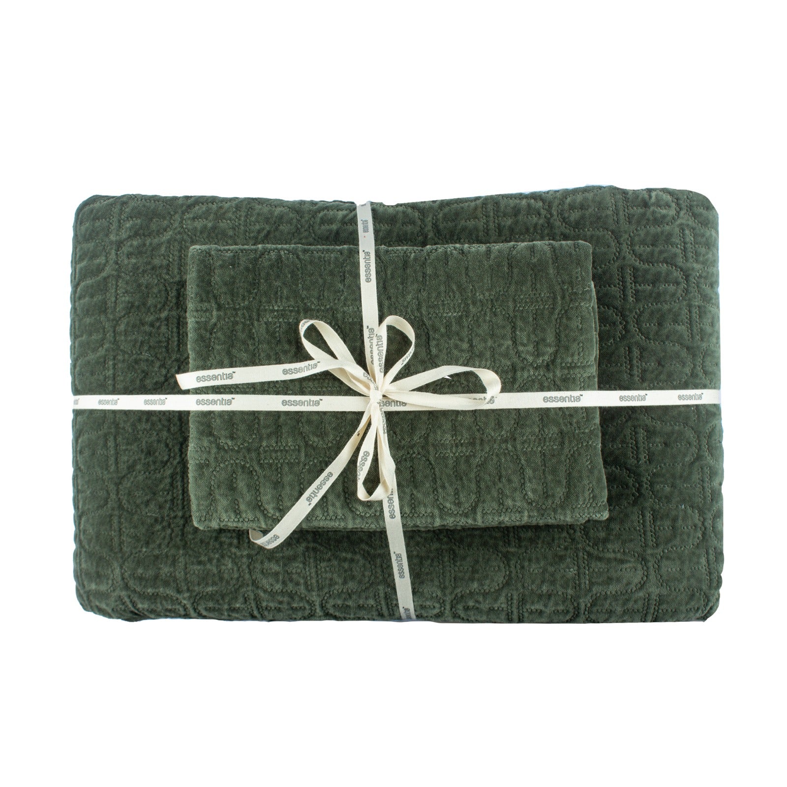 Cotton Quilted Bedding Set Olive Green