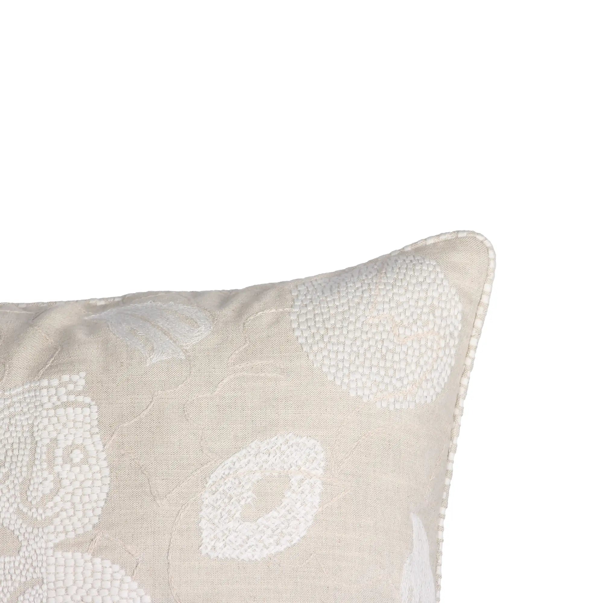 Positive & Negative Cushion – Beige Threadwork on Linen